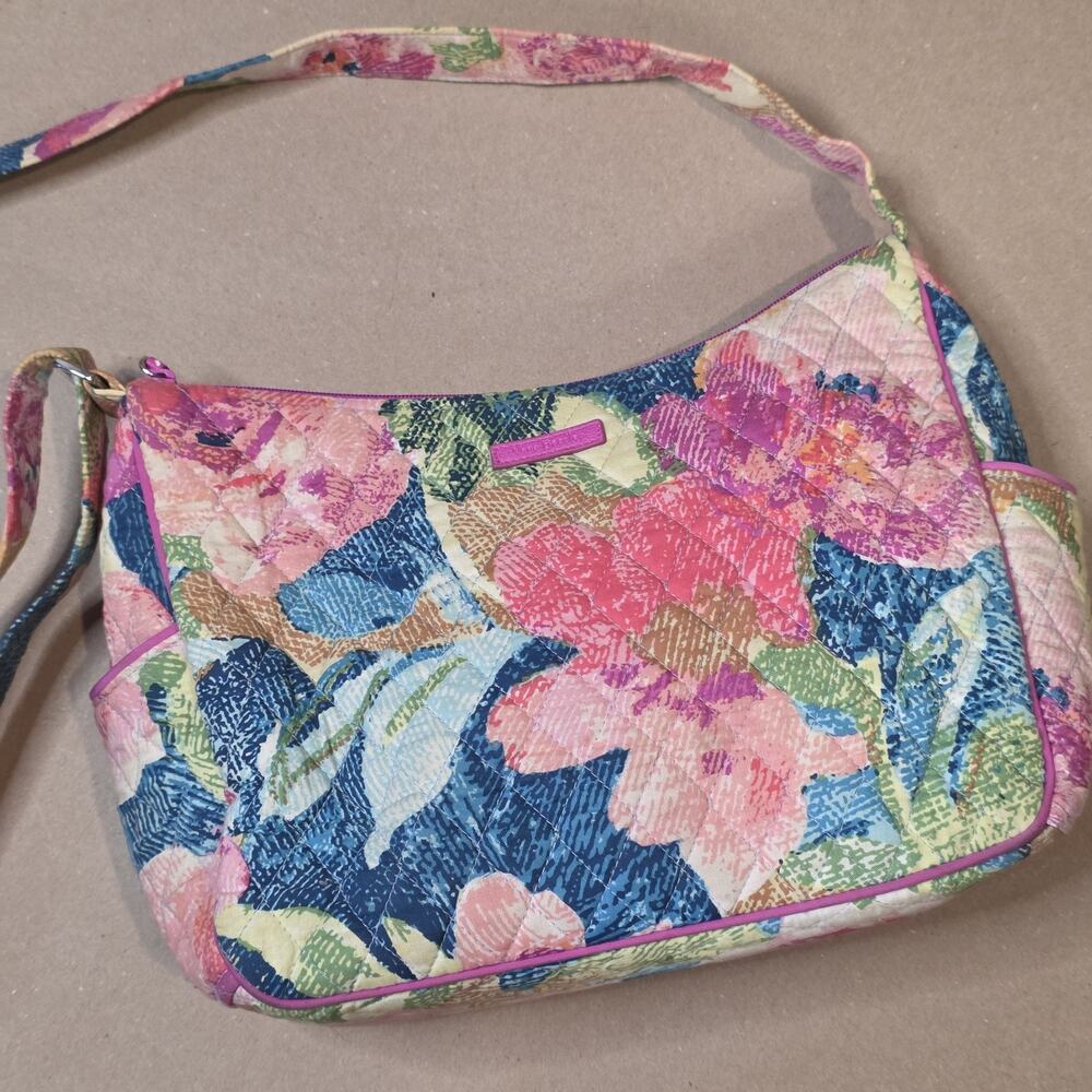 Vera Bradley On the Go Heather Shoulder Bag Crescent Floral Super Bloom Pink